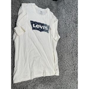 Levis Mens Classic Graphic Tshirt Standard Tan Color Size Large Blue Logo